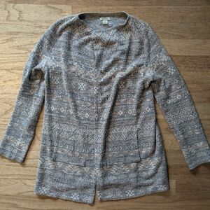 Lucky Brand Gray and Cream Patterned Cardigan